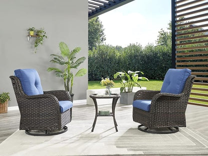 Patio Tables Wicker Side Table - Rattan End Table with Glass Top for Outdoor Outside Patio Porch Deck Square Brown