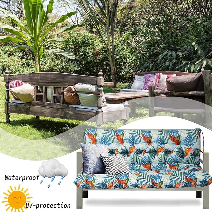 Replacement Cushions for Swing, Swing Cushions 3 Seater Replacement, Waterproof Thicken Washable Pad Cushion for Outdoor Indoor Furniture Swing Patio (Fresh Summer, 40x40 inch)