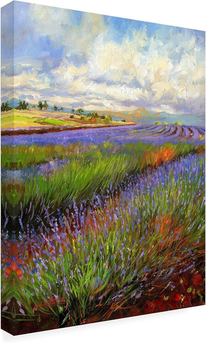 Outdoor Canvas Art - David Stribbling 'Lavender Field' Wall Art for Outdoor Spaces, Patios, or Gardens by Trademark Fine Art