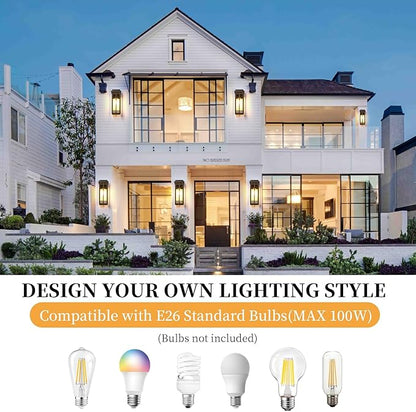 13.8'' Outdoor Wall Light Fixtures 2 Packs, Porch Lights Outdoor Lighting for House, Exterior Lighting Fixtures Wall Lantern, Waterproof Modern Outside Sconce for Garage, Oil-Rubbed Bronze (No sensor)