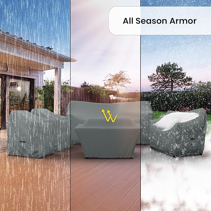 Covers & all Patio Furniture Cover Set, 5 Piece Outdoor Furniture Covers, Water-Repellent UV & Weather-Resistant Covers for Sofa, Loveseat, Chairs & Coffee Table with Elastic Tie-Down & Padded Handles