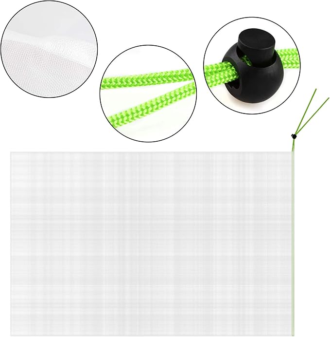 MR FIVE 3 PCS Large Drawstring Plant Covers,Bird Barrier Netting Mesh with Drawstring,Reusable Garden Netting Mesh with Drawstring,Plant Cover for Protect Fruit Tree Vegetable Flower,4.6 ftX 3.3 ft