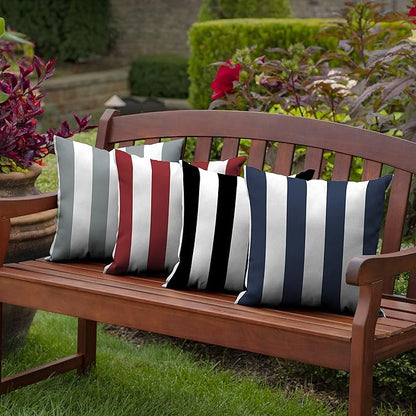 Arden Outdoor Toss Pillow, 16 x 16, Rain-Proof, Fade Resistant Sapphire Blue Cabana Stripe