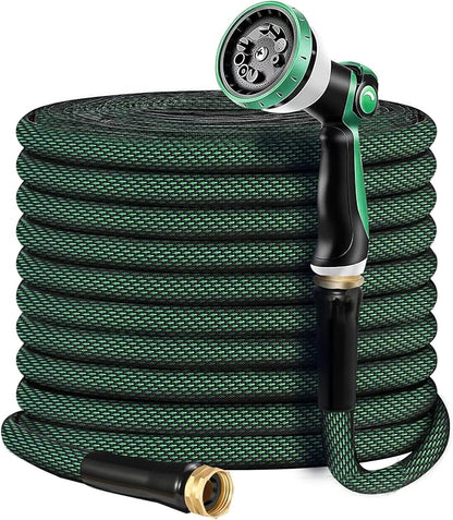 Relxitl Garden Hose 50 FT, Heavy Duty Water Hose with Aluminum Fittings, Puncture Proof All-weather, Ultra-Lightweight and Flexible, Watering and Cleaning for Outdoor