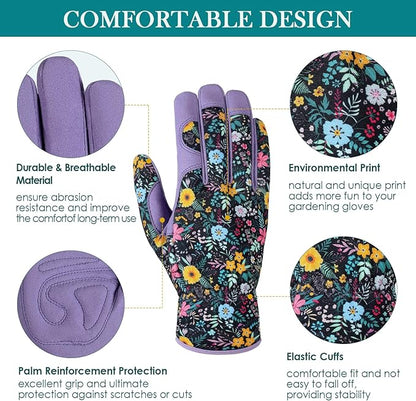 fauson Gardening Gloves - Gardening Gloves for Women Firm Grip Breathable Garden Gloves Thorn Proof for Digging, Planting