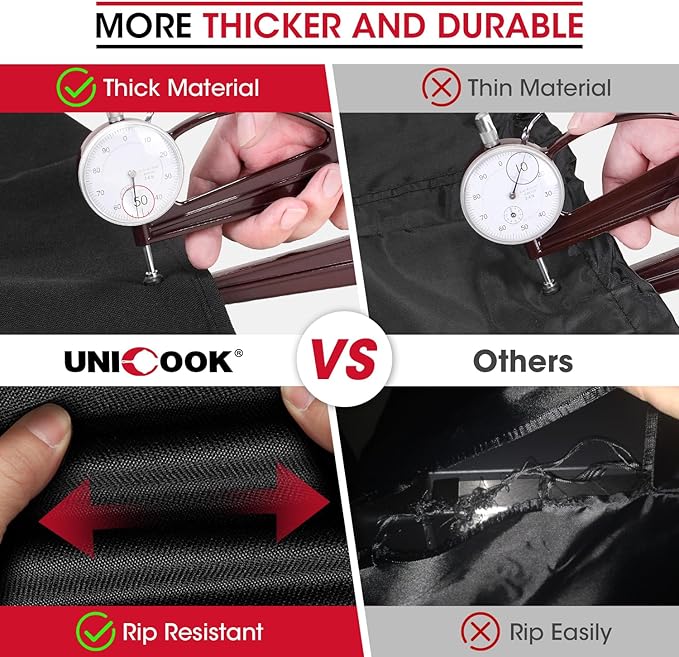 Unicook Pellet Smoker Cover for Traeger Pro 780 Series, Heavy Duty Waterproof Full Length BBQ Smoker Grill Cover, Outdoor Weather Resistant Barbecue Ptrotection, Black