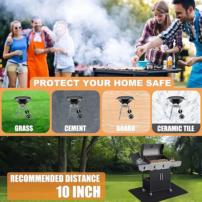 UBeesize Large 65 x 48 inches Under Grill Mat for Outdoor Grill,Double-Sided Fireproof Grill Pad for Fire Pit,Indoor Fireplace Mat Fire Pit Mat,Oil-Proof Waterproof BBQ Protector for Decks and Patios