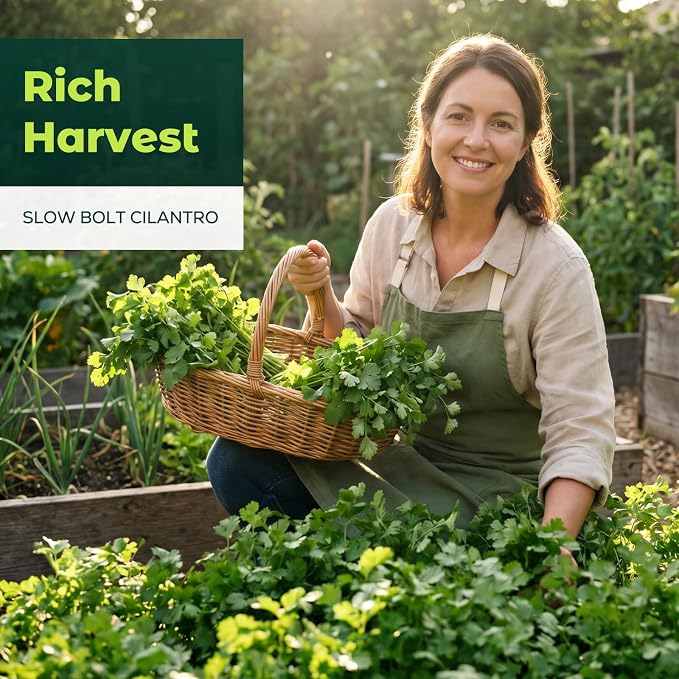 600 Cilantro Seeds for Planting Indoors & Outdoors - Premium Non-GMO Slow Bolt Coriander Seeds, High Germination Herb Seeds for Home Garden