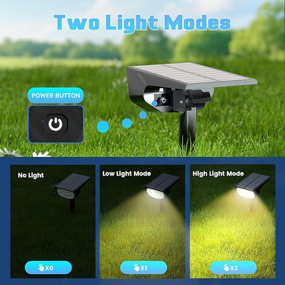 Solar Spot Lights Outdoor IP68 Waterproof, Ultra-Bright Performance，Simple Modes for Easier Operation, Auto On/Off，Solar Powered Landscape Lights for Garden, Yard, Pathway (Warm White, 8 Pack)