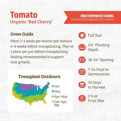 Back to the Roots 100% Organic Seed Packet - Tomato Red Cherry