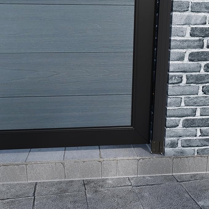 Wood Plastic Privacy Double Fence Gate 6ft(H) x 8ft(W), Metal Frame with Knob Kits, Durable Composite Outdoor Gate,Gray