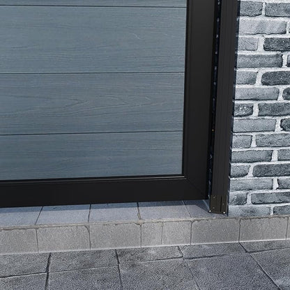 Wood Plastic Privacy Double Fence Gate 6ft(H) x 8ft(W), Metal Frame with Knob Kits, Durable Composite Outdoor Gate,Gray