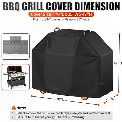 i COVER Grill Cover, 70 inch BBQ Grill Cover for Outdoor Grill, Waterproof BBQ Cover, Fade Resistant Large Barbecue Gas Grill Covers for Weber, Charbroil, Brinkmann, Nexgrill and More