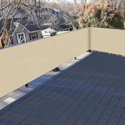 3' x 50' Balcony Privacy Screen Apartment Deck Railing Fence Lattice Panels for Outside, UV Block Shade Cloth with Grommets, Mesh Fencing Cover for Patio Backyard Porch, Yellowish Beige