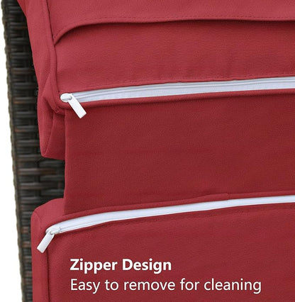 ATR ART TO REAL Outdoor Recliner Replacement Cushion, High Back Chair Cushions Patio Wicker Reclinning Chairs Seat Pad, Removable Cover, Waterproof, UV Resistant (Style B, Red)