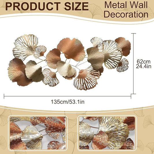 edaknez Gold Metal Wall Decor, Large Metal Wall Art for Living Room, 3D Modern Wall Decoration, for Indoor Outdoor Bedroom Coastal Nautical (D 135x62x6cm)