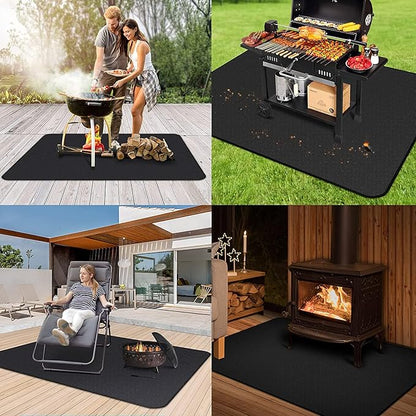 UBeesize Thickened 48x36 inches Under Grill Mat for Outdoor Grill,Double-Sided Fireproof Grill Pad for Fire Pit,Indoor Fireplace Mat Fire Pit Mat,Oil-Proof Waterproof BBQ Protector for Deck and Patio