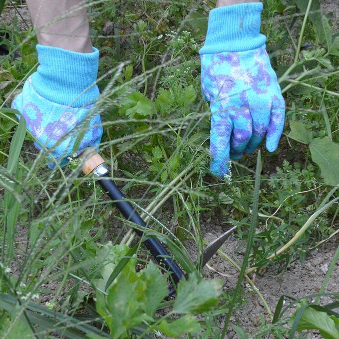 HANDLANDY 4 Pairs Women Garden Gloves, Cotton Ladies Soft Jersey Gardening Gloves with PVC Dots, Floral Yard Work Gloves