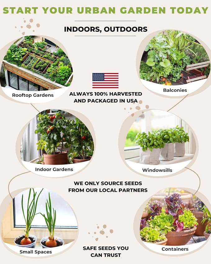 Tactiko Survival 15 Vegetable Seed Kit Varieties for Small Urban Garden, Balconies & Patios - Non-GMO, Heirloom - Popular USA-Grown Dwarf Seeds for Planting Vegetables - Indoor, Outdoor