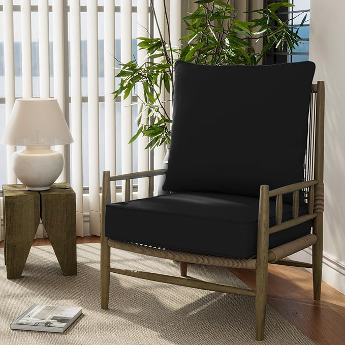 22" x 22" x 6" Outdoor Deep Seat Cushions Set - 2 Set Waterproof & Fade Resistant Patio Furniture Replacement Cushions, Non-Slip Outdoor Cushions Fit Loveseats, Couches, Chairs, and Sofas.