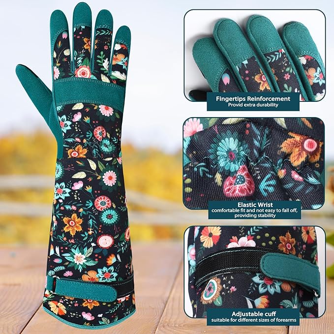 Trifabricy Gardening Gloves for Women - Long Garden Gloves with Grip Breathable, Thorn-Proof Puncture-Resistant Work Gloves