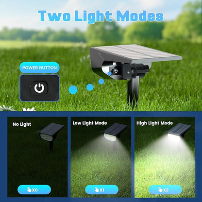 Solar Spot Lights Outdoor IP68 Waterproof, Ultra-Bright Performance，Simple Modes for Easier Operation, Auto On/Off，Solar Powered Landscape Lights for Garden, Yard, Pathway (Cool White, 8 Pack)