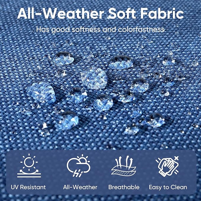 Patio Chair Cushions 4 Packs - Outside High Back Thick Water-Resistant Cushion 22x24 with Zipper Cover for Outdoor Glider Rocking Chairs Loveseat Couch – Blue/Buckle