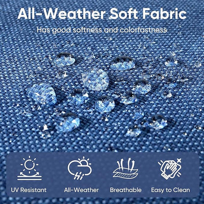 Patio Chair Cushions 4 Packs - Outside High Back Thick Water-Resistant Cushion 22x24 with Zipper Cover for Outdoor Glider Rocking Chairs Loveseat Couch – Blue/Buckle