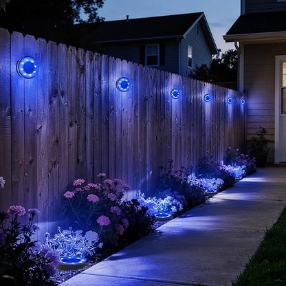 Joomer 16 Pack Solar Ground Lights, 2-in-1 Solar Lights Outdoor Waterproof Solar Powered Disc Light Landscape Garden Lighting Light for Patio Pathway Lawn Yard Driveway Walkway Deck Step (Blue)