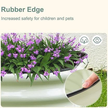 17" Tall 8x2ft Oval White Metal Planter Box for Outdoor Gardening 9-in-1 Modular Galvanized Raised Garden Bed, Heavy Duty Flower Beds, Porch Planters & Expandable Garden Beds Outdoor