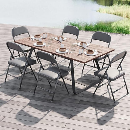 Nazhura 4 Pack Folding Chairs with Padded Vinyl Cushion Chairs with Comfortable Cushion and Durable Steel Frame for Home and Office, for Indoor and Outdoor Events (Grey Vinyl Padding 4 Pack)