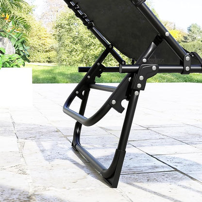 Outsunny Folding Chaise Lounge Chair Outdoor Set of 2 Mesh Seat Black | Foldable, Sun Tanning Chair, Chaise Lounger, 4-Position Reclining Back, for Outside Patio Beach Poolside Backyard