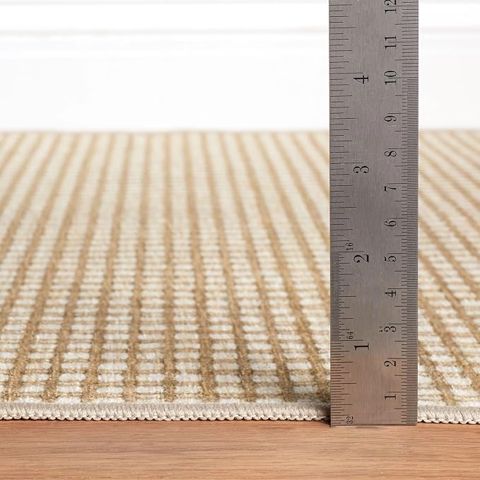 Dash & Albert Hartley Natural Machine Washable Rug, 2 X 3 Feet, Natural Plaid Pattern
