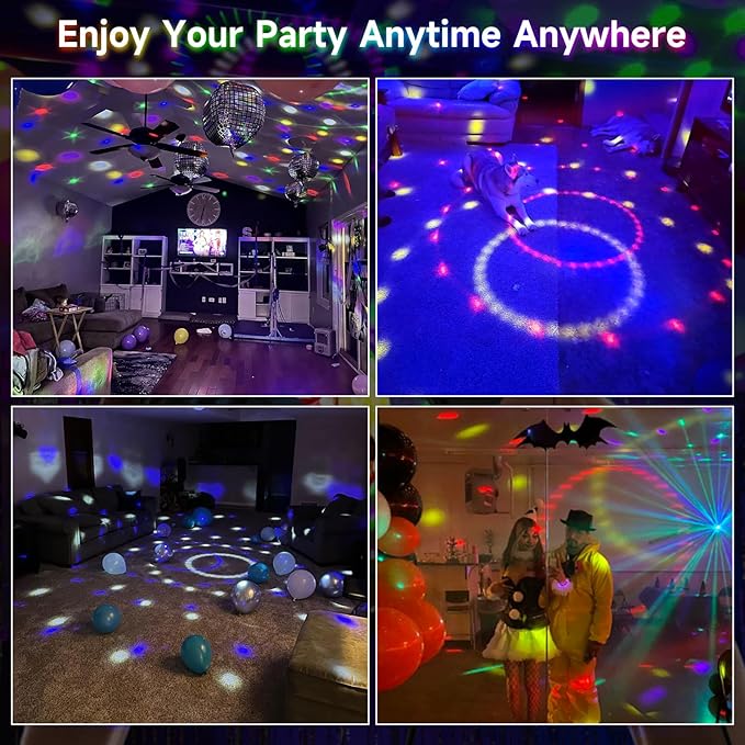 memzuoix 2025 Upgrade Disco Ball Party Lights Dj Strobe Light with 6 Colors, Sound Activated Big-Size Magic Stage Party Light with Remote Control, Halloween Decorations Bar Home Club (7'' Big Size)