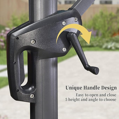 PURPLE LEAF 9' X 11.5' Patio Umbrella with Base Rectangle Cantilever Umbrella Outdoor Offset Umbrella with 360-degree Rotation for Garden Deck Pool Patio Light Grey