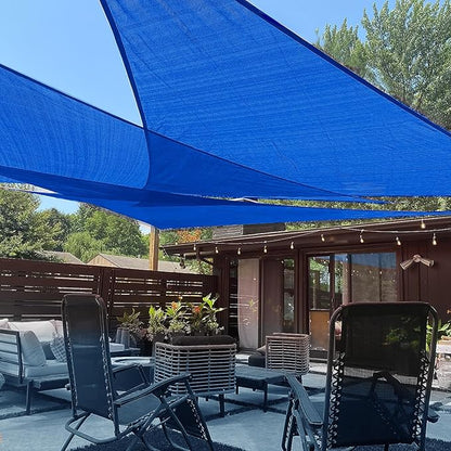 LOVE STORY 16' x 16' x 16' Triangle Blue Sun Shade Sail Canopy UV Block for Outdoor Patio Garden Backyard