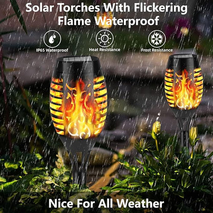 Solar Flame Lights Outdoor, 10 Pack Solar Torch Lights with Flickering Flame for Garden Decor - Waterproof Led Torches for Outside, Yard Light for Pathway Lawn Patio Halloween Decorations