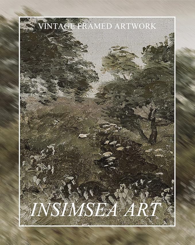 InSimSea Extra Large Framed Vintage Wall Art, Living Room Country Farmhouse Decor, Grassland Landscape Paintings, Canvas Prints, Retro Scenery Long Picture for Bedroom Above of Bed,12x36inch