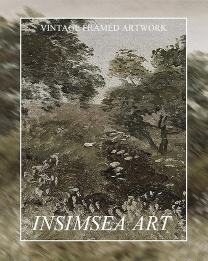 InSimSea Extra Large Framed Vintage Wall Art, Living Room Country Farmhouse Decor, Grassland Landscape Paintings, Canvas Prints, Retro Scenery Long Picture for Bedroom Above of Bed,12x36inch