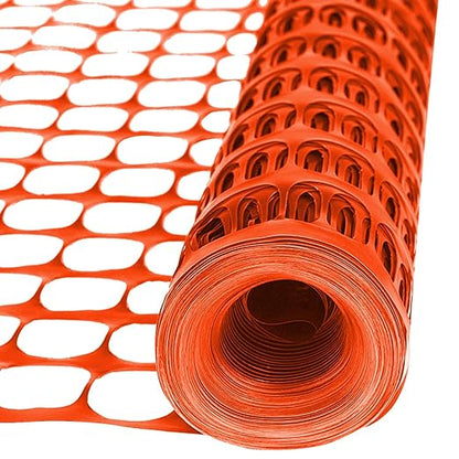 Houseables Plastic Mesh Fence, Construction Barrier Netting, Orange, 4'x100' Feet, 1 Roll, Garden Fencing, Fences Wrap, Above Ground, for Snow, Poultry, Chicken, Safety, Deer, Patio, Garden Netting