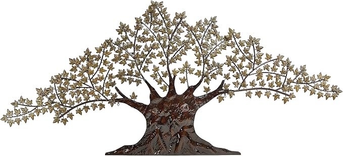 Deco 79 Metal Tree Home Wall Decor Indoor Outdoor Wall Sculpture with Leaves, Wall Art 93" x 2" x 41", Brown