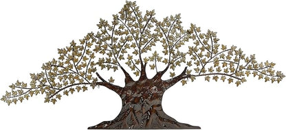 Deco 79 Metal Tree Home Wall Decor Indoor Outdoor Wall Sculpture with Leaves, Wall Art 93" x 2" x 41", Brown