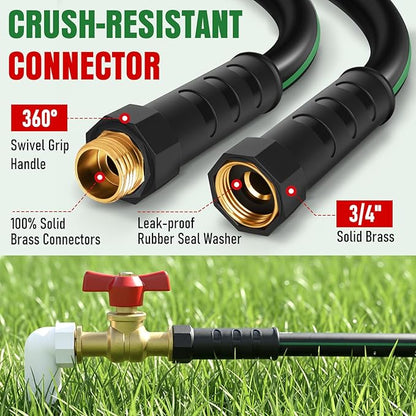 Heavy Duty Garden Hose 70ft, NON-EXPANDABLE Flexible Water Hose, Kink Resistant Lightweight Hybrid Hose, Leakproof Hose Male to Female Fittings