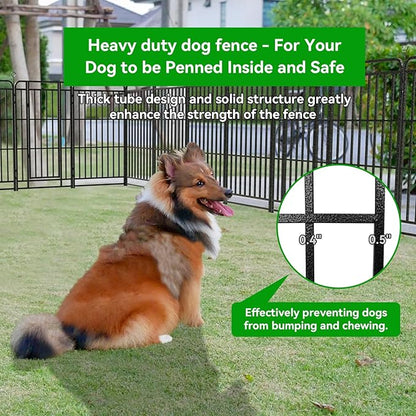 12 Panels No Dig Garden Fence 32 ft(L) X 47 in(H) Animal Barrier for Yard, Patio, Garden Borders, Outdoor Decorative Fencing with Thick Pipe Metal Panels