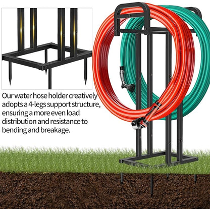 Lilybud--lily Heavy Duty Freestanding Garden Hose Holder, Upgraded Double Side 150FT Capacity Metal Water Hose Stand, Outdoor Hose Hanger Storage Reel for Lawn, Yard & Garden