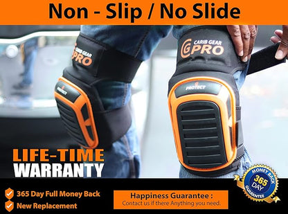 CARIB GEAR PRO Knee Pads for Construction Work, Heavy Duty Anti-Slip Knee Pads for Gardening, Flooring and Cleaning Extra Gel and Cushion Support long kneeling Pads for Women and Men