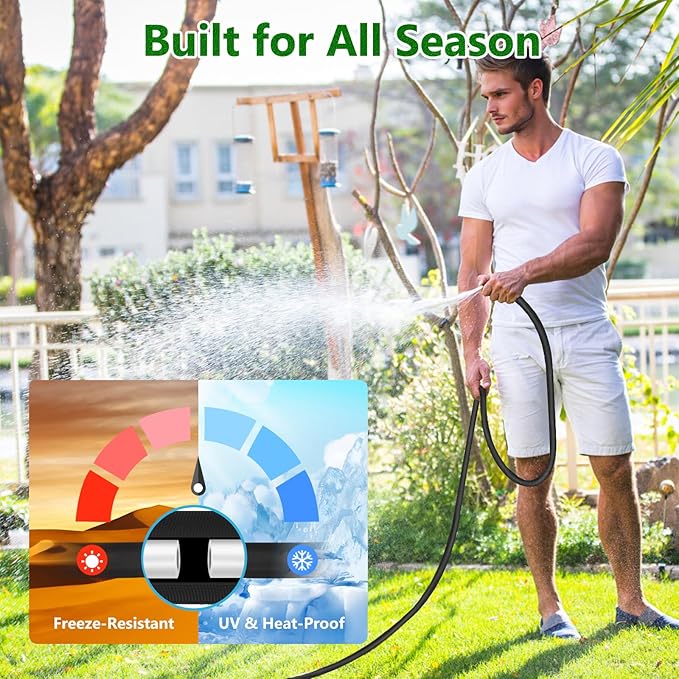 Garden Hose100FT, Lightweight & Flexible Water Hose,Non-Expanding,3/4" GHT Leak-Proof Metal Fittings, Non-Expanding, Kink-Free, Portable, Wear-Resistant for Yard, Lawn, Garden Use