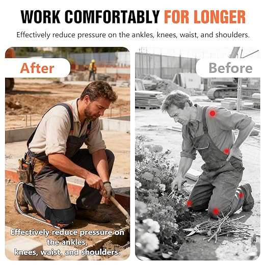 Knee Pads for Work With Seat- Upgraded Knee Pads with Detachable Seat - Adjustable Ergonomic Kneeler & Seat for Gardening, Construction, Flooring, Cleaning - Knee and Ankle Support for Men and Women