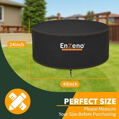 Enzeno Fire Pit Cover Round,49inch Outdoor Round Firepit Cover,Waterproof Oxford Cloth Patio Fire Table Cover for Outdoor Fire Pit,Fits 47-49 inch Gas Firepit/Bowl(49"Dia X 24"H)