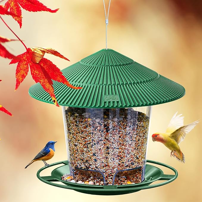 Hanizi Bird Feeder Outdoor Hanging for Wild Bird Seed, Green